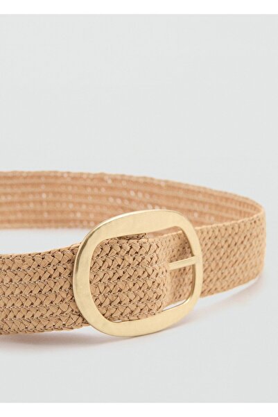 MANGO Woman Oval tokalı doğal elyaf kemer