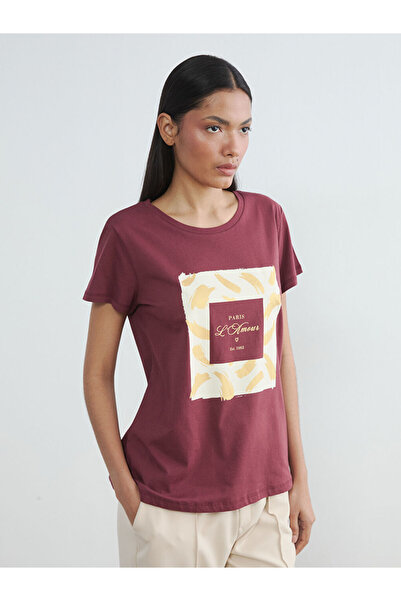 LC Waikiki RMZ GİYİM FARKIYA تي شيرت نسائي مطبوع بياقة روبا