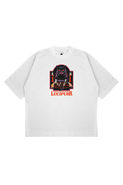 TRAGEDY Unisex Oversize the Conjuring Lucipurr Printed Boxy Fit Thick Fabric ...