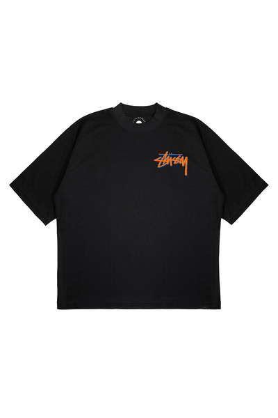 PURE EFFECT تي شيرت STUSSY AYAKKABI مطبوع بمقاس كبير للجنسين، قماش سميك (240 ...