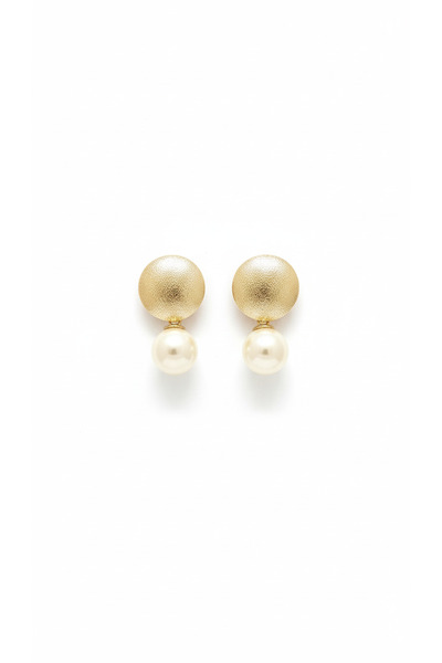 GLİTHE.CO Steel Matte Look Pearl Dangle Earrings