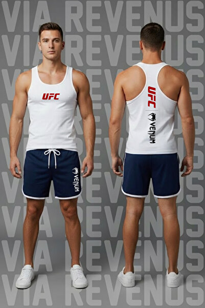 Vordevia طقم شورت رياضي رجالي مطبوع عليه UFC وقماش جيرسي خاص بتصميم ريترو فارستي