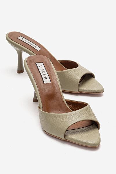 by selvi Lukka Shoes Genuine Leather Aria Women's Avocado Single-Heel Slippers