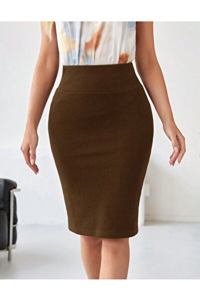 MAROVOAY Plus Size High-Waisted Lycra Mini Length Pencil Skirt
