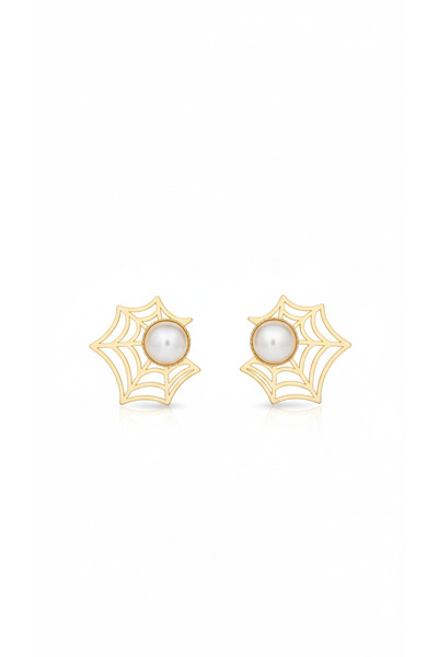 GLİTHE.CO Steel Pearl Detailed Network Earrings