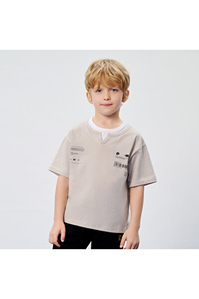 Giordano Kid's Relaxed Cotton Crew Neck Embroidered Tee