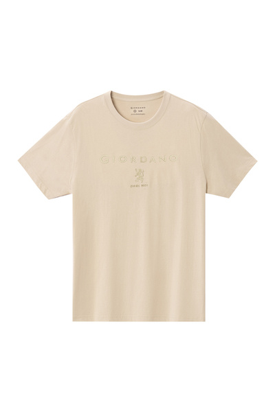 Giordano Men’s Slim Cotton Crew Neck Signature Print Tee