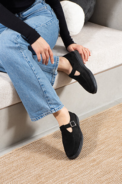 Pazzyonez Γυναικεία μαύρα σουέτ παπούτσια Loafer Elite Comfort Άνετα καθημερι...