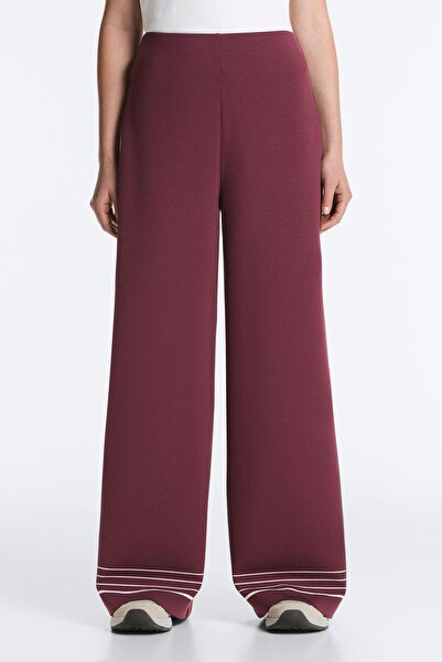 Oysho High rise straight trousers with soft-touch modal sailor stripes