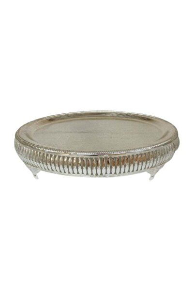 AZOZ MERCHLY Round silver iron tray, 38x27 cm