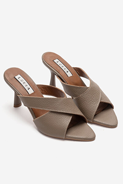 by selvi Lukka Shoes Genuine Leather Mila Women's Vizyon Cross Heeled Slippers