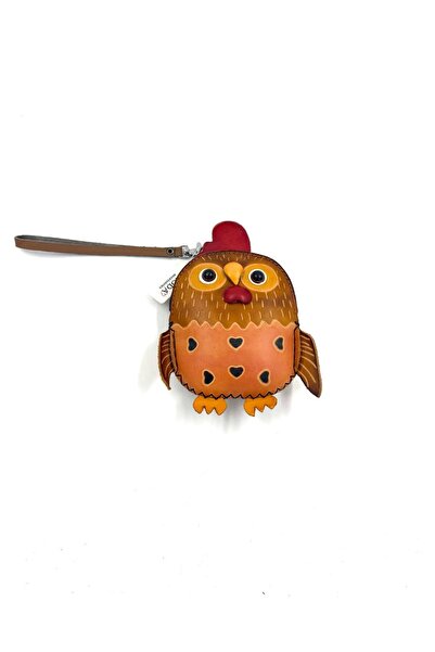 MD Moda Accessories Handmade Leather Keychain with Owl Figure / Mini Wallet