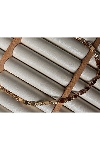 ARİ TAKI Ezme Barley Sequin Gold Steel Necklace 60cm