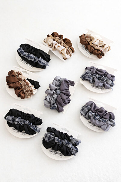 KRAFTELLA 3-Piece Satin Elastic Hair Clip Set — Simit Scrunchi Hair Clip Set ...