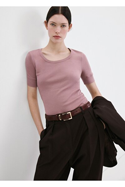 MANGO Woman Kısa kollu dar kesim tişört