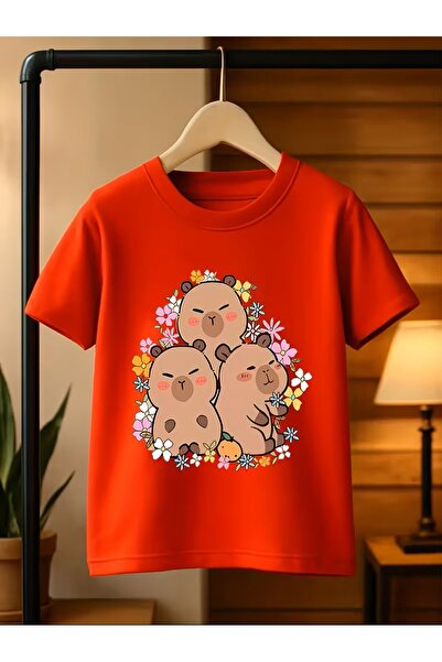 oneagılyazı Cute Capybara & Capybara Printed Short Sleeve T-Shirt