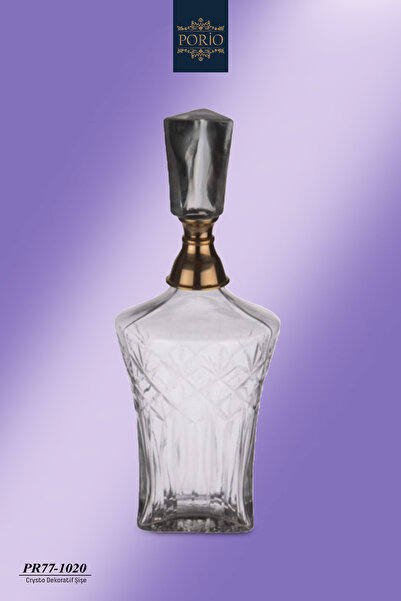 Porio Crysto Modern 32*13 cm Viski Karaf Şerbet Cam Dekoratif Şişe PR77-1020