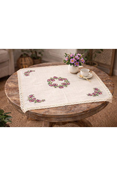 abidehanım 🌿   Hand Embroidered Cross Stitch Fiskos Tablecloth 105X105 cm