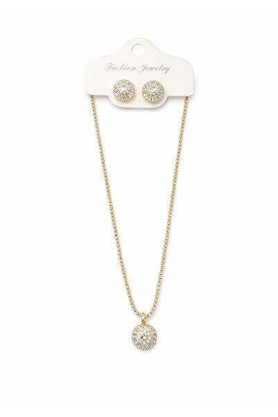 GLOW ACCESSORIES BAE Zircon Stone Waterway Necklace Earrings Jewelry Set