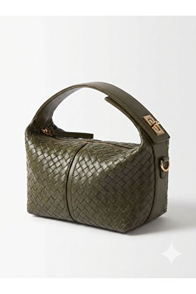 JASECO Deri Görünümlü Örgü Detaylı El ve Omuz Çantası