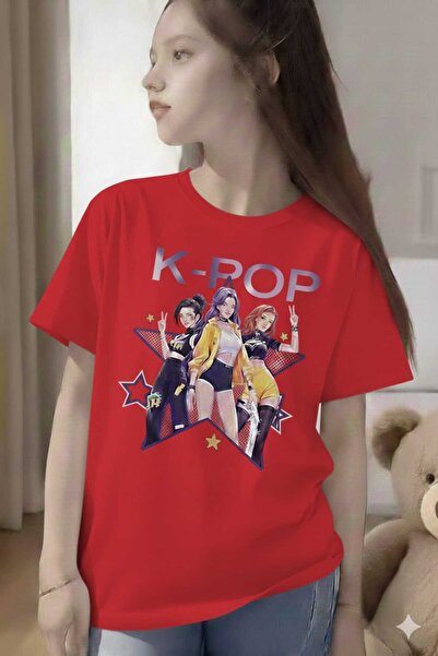 New Shine K-Pop Printed Red Kids T-Shirt