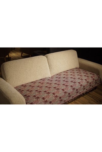 Tfnhometr Cotton Sofa Cover - Non-Slip Surface Stain Resistant - Tile Pattern Red