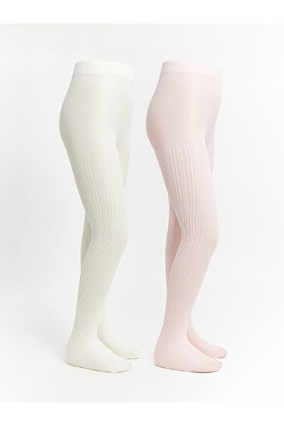 LC Waikiki Rmz Gi̇yi̇m Farki̇yla Girls' Thin Pantyhose 2-Pack