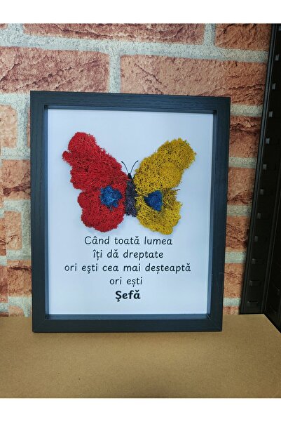 OEMS Decorated Picture with Stabilized Lichens - Butterfly, size 22x27 cm