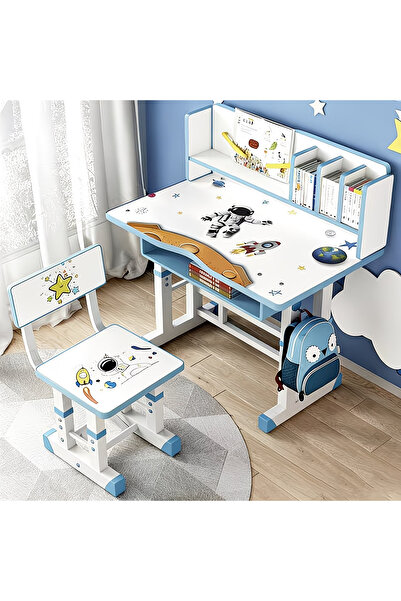 Bleco Study desk and chair set with storage drawers and bookshelf-style desktop