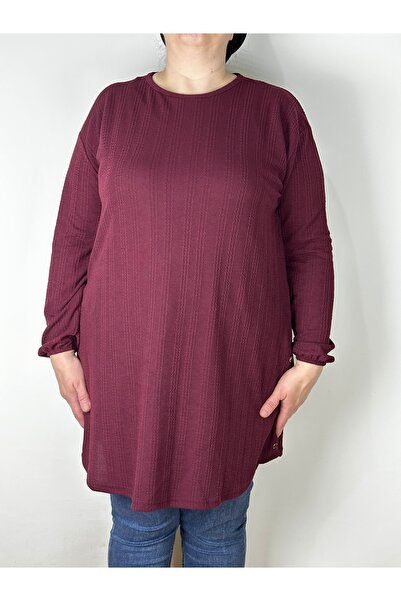 YAŞAR TRİKO Women's Burgundy Long Sleeve Ankle Elasticated Crew Neck Acrylic ...