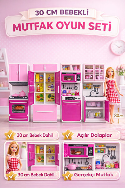 YILDIRIM OYUNCAK 30 cm Toy Kitchen Set with Doll |   Playhouse with Pull-Out ...