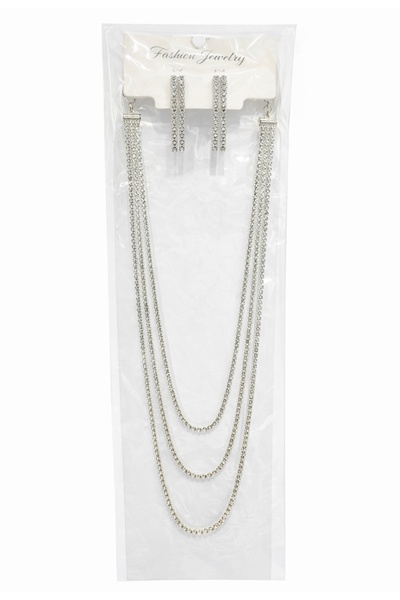 GLOW ACCESSORIES BAE Zircon Stone Waterway Necklace Earrings Jewelry Set