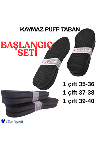 Rasim Uyar Kaymaz Puff -3 Çift BAŞLANGIÇ Seti - Bot Ve Terlik Tabanı - 3 Katm...
