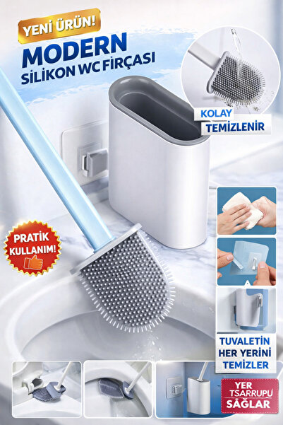 Alvin Modern Silikon WC Fırçası Duvara Monte Hazneli Kolay Temizlenir Tuvalet...
