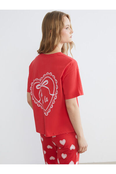 LC Waikiki طقم بيجامة نسائي مطبوع عليه طوق روبا من UZG STORE للنساء الأنيقات