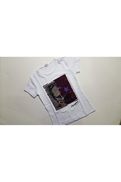 ÇOCUK UNISEX ÇİFT TARAFLI PULLU ATATÜRK T-SHİRT Ü