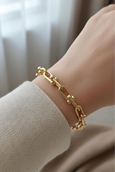 Valmont Accessories 14K VIP Kaplama Modern Zincir Kadın Bileklik 19+5 cm Ayar...