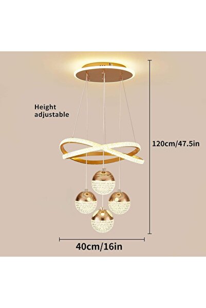 FUTURE Modern Gold LED Chandelier – 3-Color Dimmable Pendant Ceiling Light