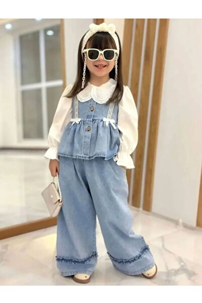 ipekkids Детски дрехи за момичета: Комплект от дънки с ликра и поплинена риза