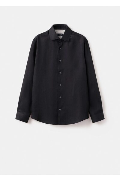 MANGO Man Dar kesim %100 keten gömlek