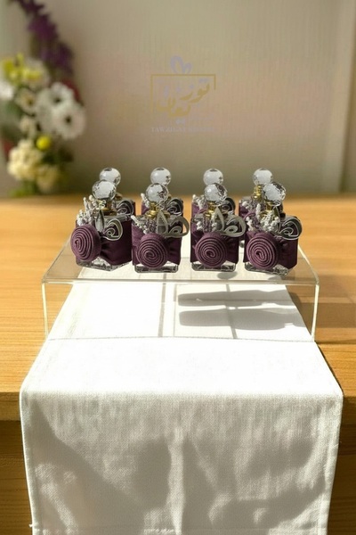 NO BRAND درزن توزيعات زواج مسك أبيض فاخرة بالحروف حسب الطلب (12 حبة)