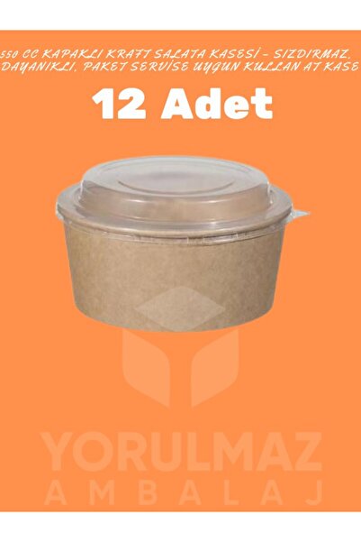 yorulmaz ambalaj 550 CC Kapaklı Kraft Salata Kasesi – Sızdırmaz, Dayanıklı, P...
