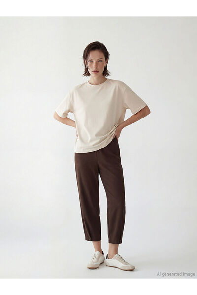 LC Waikiki YK PLUS Γυναικείο Παντελόνι με Ελαστική Μέση και Υφή