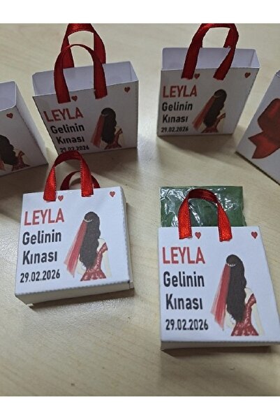 Büşra Süsleme ÇANTALI ÖZEL TASARIM PAKETLENMİŞ DAĞITMALIK KINA 50 Lİ