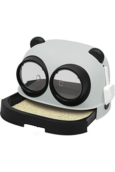 Genaric Cat Litter Box with Scoop, White/Gray