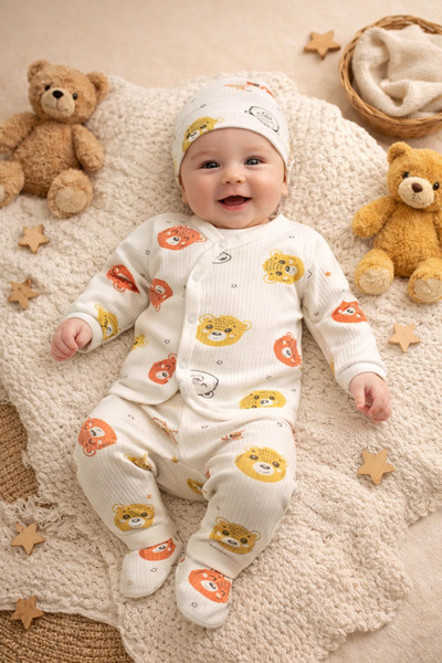 Ozz Baby Unisex Newborn 0/3 Months Baby Bear Zibin Set Outer Top Zibin Outer ...