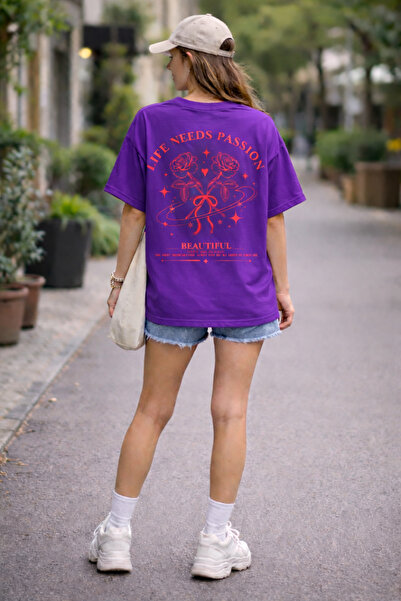 ArtYus Life Needs Passion Back Printed Cotton Relaxed Fit Round Neck Unisex T...