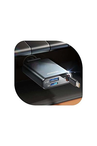 Joyroom شاحن سيارة قابل للسحب JR-CCL07 بقوة 60 واط، 3 في 1، مزود بكابل من الن...