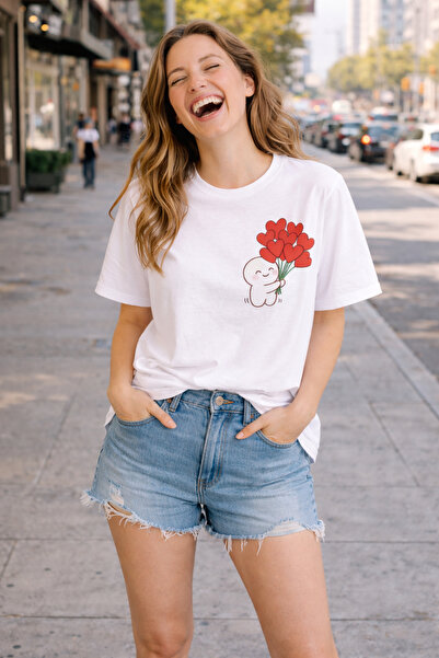 ArtYus Heart Bouquet Printed Cotton Relaxed Fit Round Neck Unisex T-Shirt