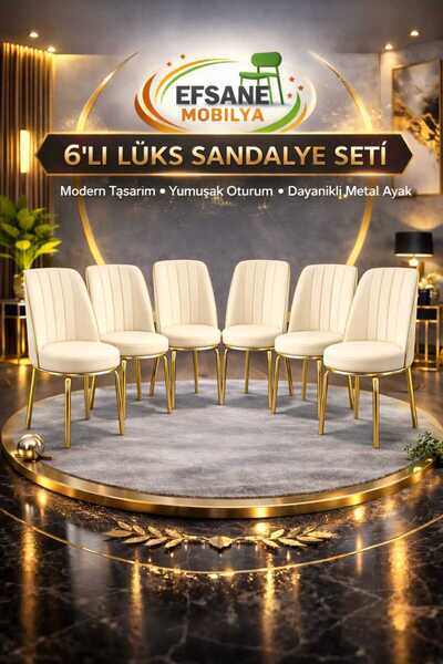 Efsane i.E.G GOLD SANDALYE 6 ADET SALON MUTFAK YEMEK ODASI BAHÇE BALKON OTEL ...